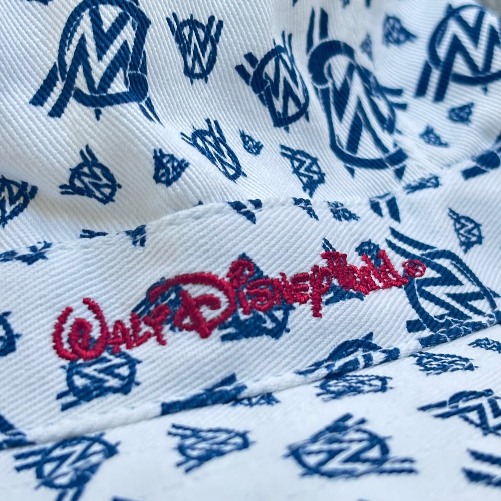 Disney Parks Bucket Hat Adult OS White Blue Monogram NWT Streetwear Disneycore - Picture 2 of 8